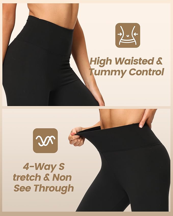 NexiEpoch 4 Pack Leggings for Women - High Waisted Tummy Control Soft Black Capri Yoga Pants with Pockets for Workout