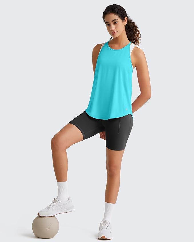 G4Free Workout Athletic Tank Tops for Women Racerback Lightweight Gym Pilates Y-Back Loose Fit Running Tanks Top