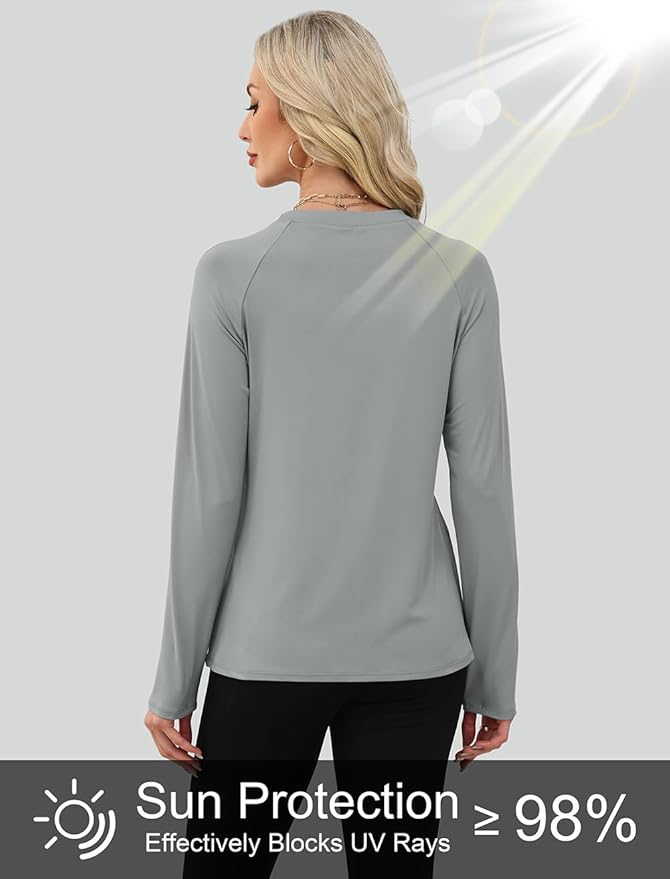 WIHOLL Workout Tops for Women Long Sleeve Sun Shirt UPF 50+ UV Protection Running Hiking Clothes Quick Dry Athletic Tops