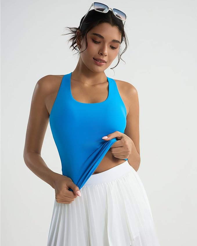 RUNNING GIRL Tank top with Built in Bra for Women,Compression Shirts Crisscross Back Workout Yoga Tops