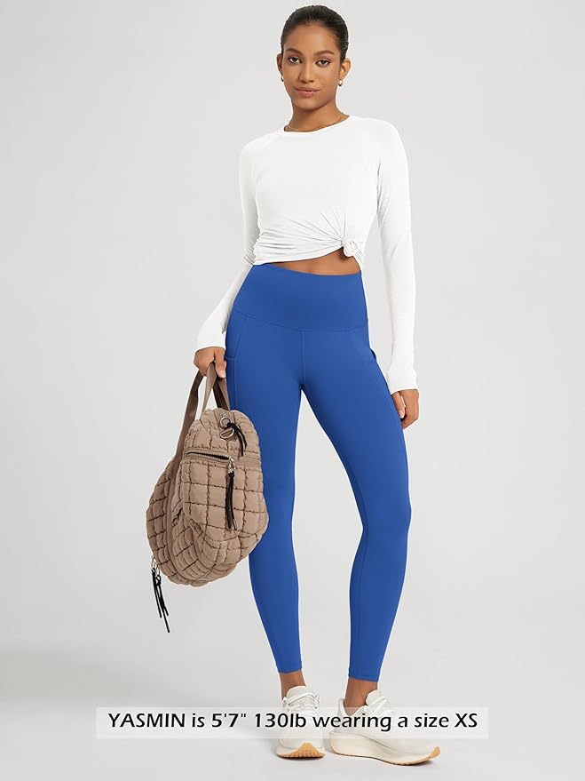 ODODOS Women's High Waisted Yoga Leggings with Pockets, Tummy Control Non See Through Workout Athletic Running Yoga Pants