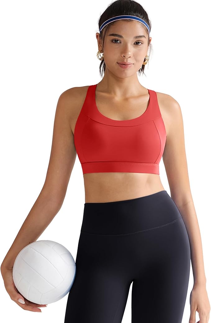 RUNNING GIRL Sports Bra for Women, Molded Cup High Impact Sports Bras for Women with Sewn in Pads