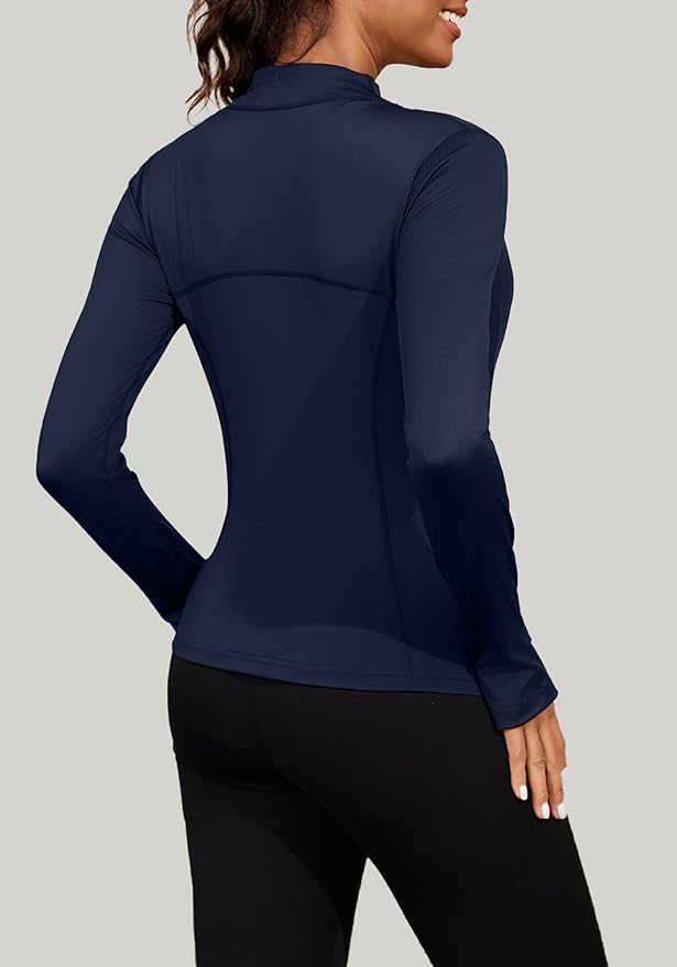 Bosmeer Workout Jackets for Women Lightweight Zip Up Slim Fit Yoga Sportwear Stretchy Crooped Running Jacket with Thumb Holes