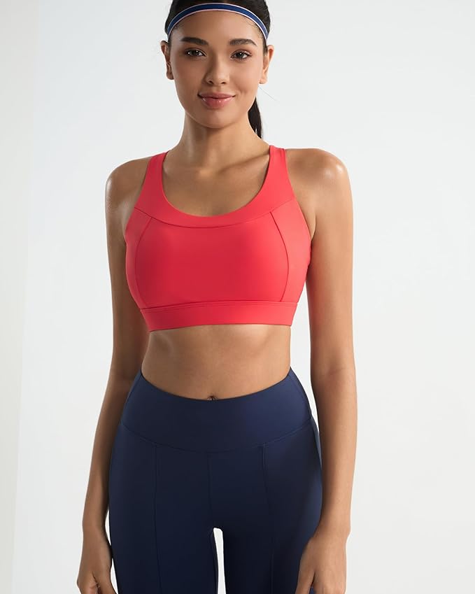 RUNNING GIRL Sports Bra for Women,Adjustable Straps Supportive High Impact Sports Bras for Women with Sewn in Pads