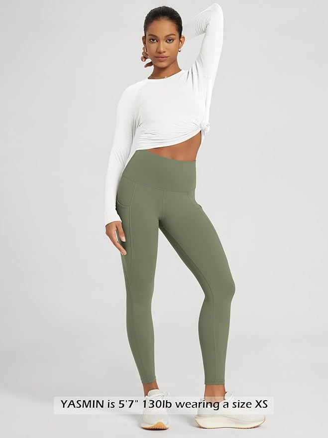 ODODOS Women's High Waisted Yoga Leggings with Pockets, Tummy Control Non See Through Workout Athletic Running Yoga Pants