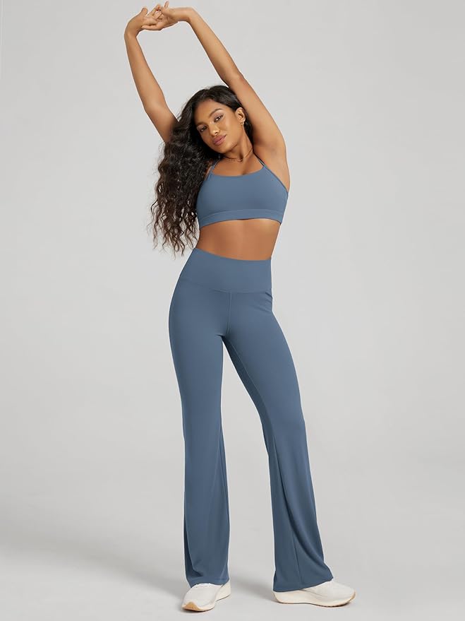 ODODOS Women's Powerful Tummy Control Flared Yoga Pants 2.0 High Waist Workout Bootcut Leggings with Inner Pocket- 29" / 31"