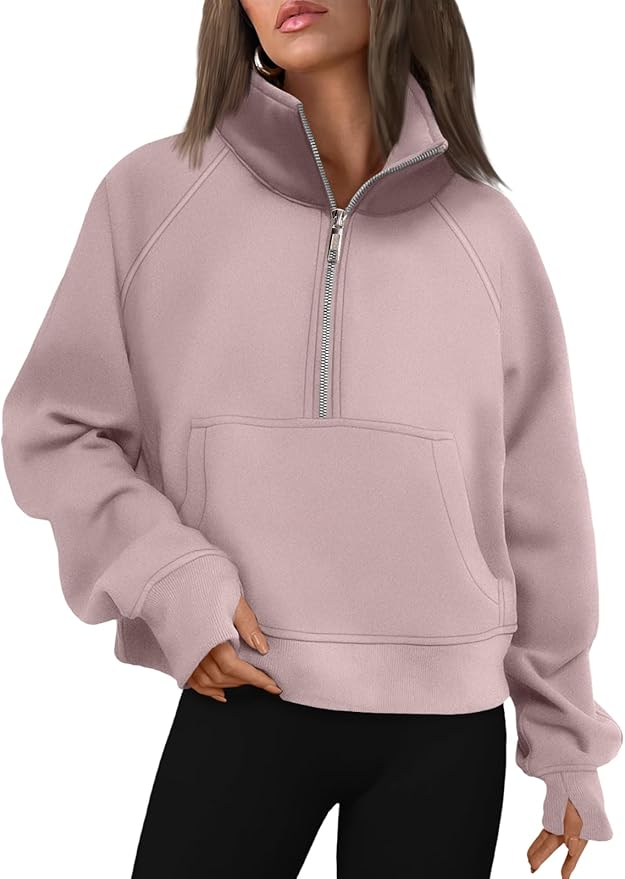 AUTOMET Womens Sweatshirts Half Zip Cropped Pullover Fleece Quarter Zipper Hoodies 2026 Fall Fashion Outfits Clothes