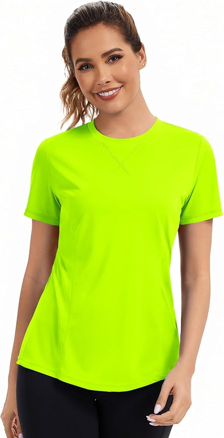 AVOOGUE Women's Short Sleeve Workout Tops Quick Dry Athletic UPF50+ Sun Protection Shirts Gym Hiking Running Yoga Clothes