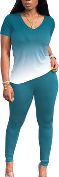 Lounge Sets for Women 2 Piece Summer Casual Jogger Workout Outfits Short Tops Long Pant Sweat suit leggings set