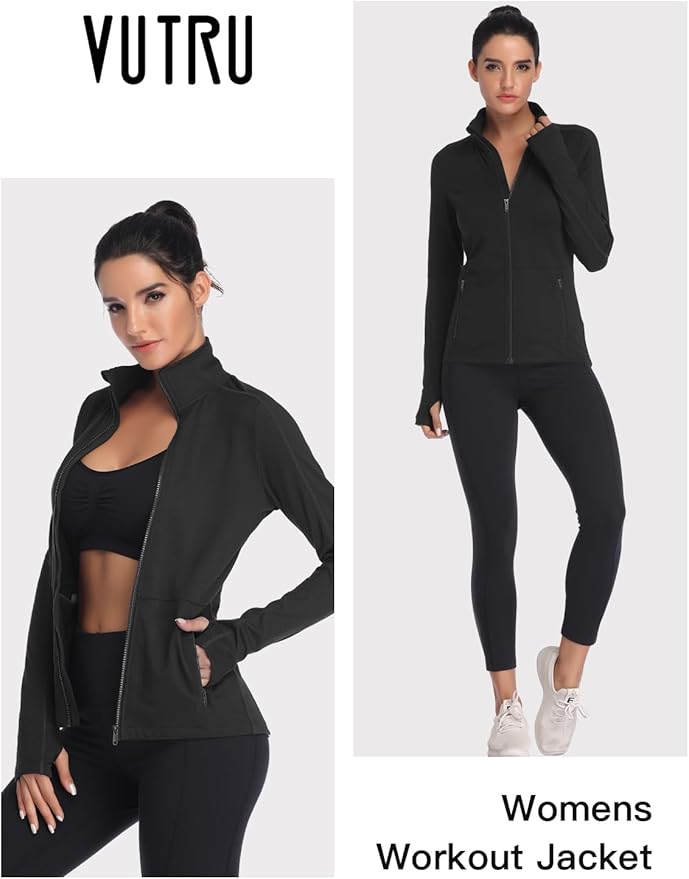 VUTRU Women's Workout Yoga Jacket Full Zip Running Track Jacket Fleece Athletic Jacket