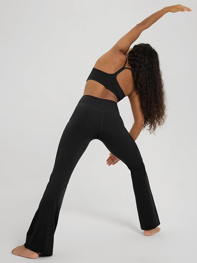 ODODOS Women's Powerful Tummy Control Flared Yoga Pants 2.0 High Waist Workout Bootcut Leggings with Inner Pocket- 29" / 31"