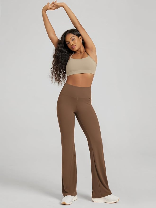 ODODOS Women's Powerful Tummy Control Flared Yoga Pants 2.0 High Waist Workout Bootcut Leggings with Inner Pocket- 29" / 31"