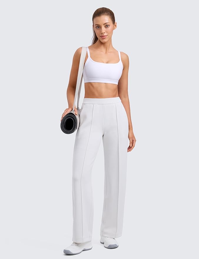 CRZ YOGA Butterlift Double Lined Scoop Neck Sports Bras for Women - Spaghetti Straps U Back Yoga Top Non Padded