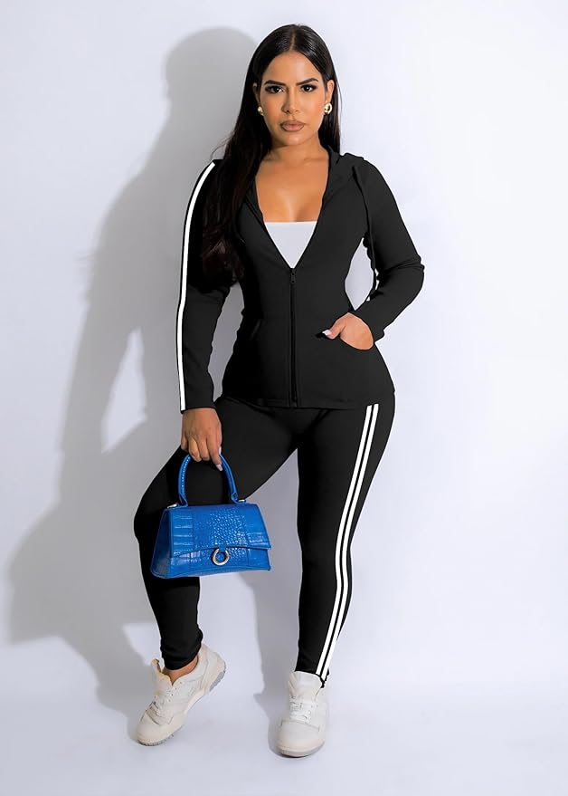 YeGine Women 2 Piece Outfits Long Sleeve Tracksuit Bodycon Matching Sets Hoodie Jacket Jogging Suit