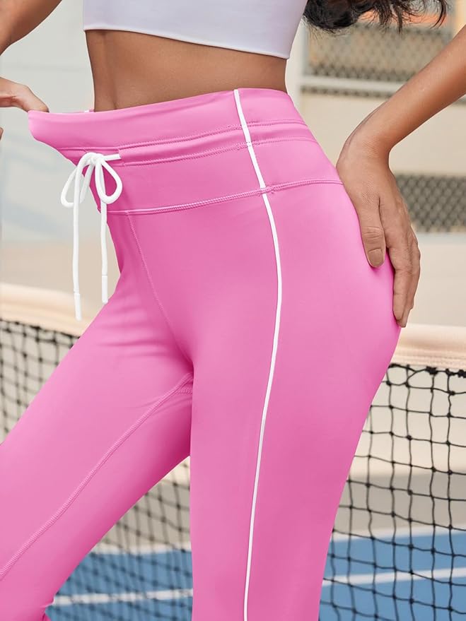 Aoysky Womens Buttery Soft High Waisted Drawstring Leggings 25'' Workout Running Gym Athletic Yoga Pants