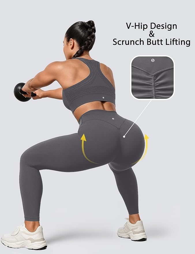 Sogetdo Yoga Leggings for Women Hidden Scrunch Butt Non See Through High Waisted No Front Seam Athletic Gym Workout Pants
