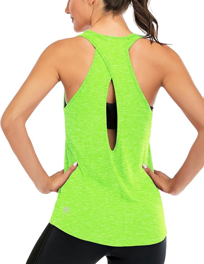ICTIVE Womens Cross Backless Workout Tops for Women Racerback Tank Tops Open Back Running Muscle Tank Yoga Shirts