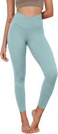 ODODOS Women's Cross Waist Yoga Leggings with Inner Pocket, 23"/25"/28" Gathered Crossover Workout Yoga Pants