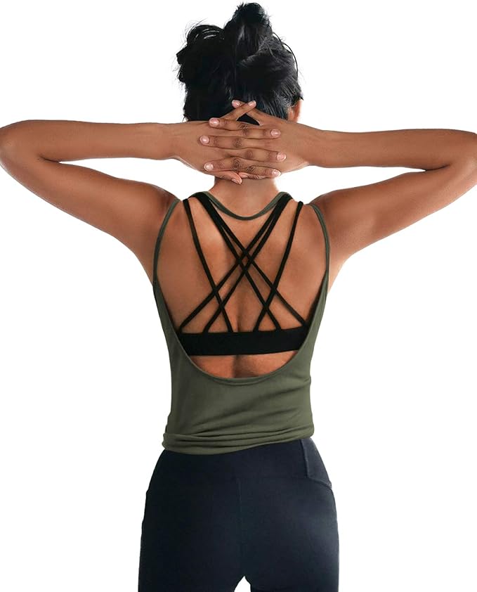 OYANUS Womens Summer Workout Tops Sexy Backless Yoga Shirts Open Back Activewear Running Sports Gym Tank Tops