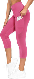 THE GYM PEOPLE Thick High Waist Capris Yoga Pants with Pockets, Tummy Control Workout Running Yoga Leggings for Women
