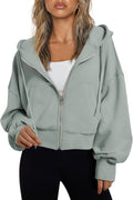 Trendy Queen Hoodies for Women Full Zip Up Cropped Sweatshirts Jackets Casual Comfy Gym Tops Fall Outfits Winter Clothes 2026