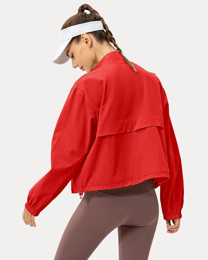 Locachy Women's Lightweight Zip Up Athletic Jacket Stand Collar Windproof Sun Protection Workout Outdoor Jacket