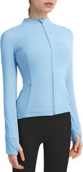 Locachy Women's Slim Fit Full Zip Athletic Running Sports Workout Jacket with Thumb Holes