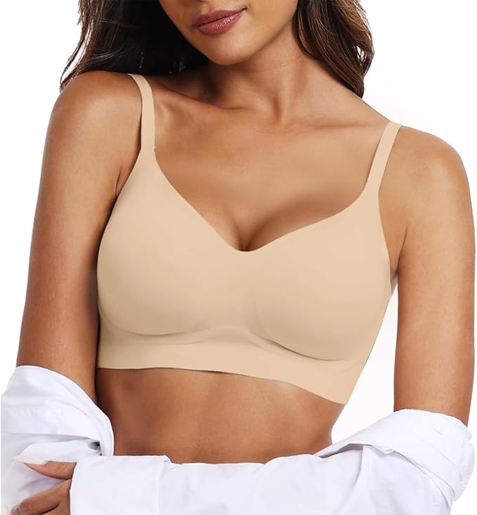 OEAK Womens Wireless Jelly Bras Comfortable Push Up Bra No Underwire Gel Bra Full Support Lift Everyday Seamless Tshirt Bras