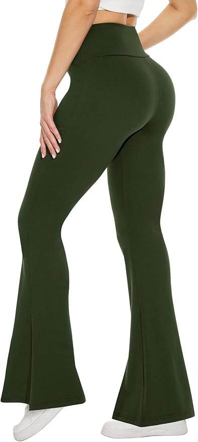 TNNZEET Black Flare Leggings for Women, Crossover Yoga Pants with Pockets Bootcut Flared Leggings