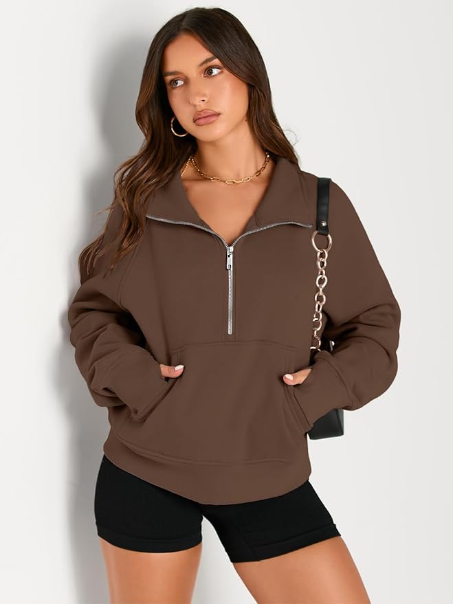 AUTOMET Womens Sweatshirts Half Zip Cropped Pullover Fleece Quarter Zipper Hoodies 2026 Fall Fashion Outfits Clothes