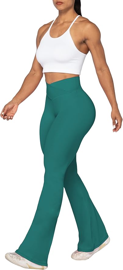 Sunzel Flare Leggings, Crossover Yoga Pants with Tummy Control, High-Waisted and Wide Leg