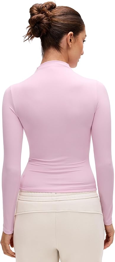 CRZ YOGA Softembrace Mock Neck Long Sleeve Shirts for Women - Casual Going Out Comfort Tops Soft Fitted Layer Underwear Tees