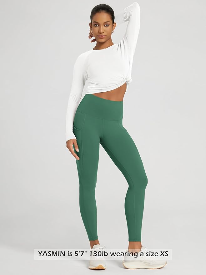 ODODOS Women's High Waisted Yoga Leggings with Pockets, Tummy Control Non See Through Workout Athletic Running Yoga Pants
