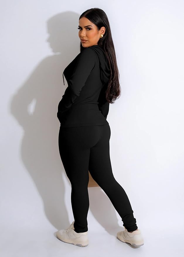 YeGine Women 2 Piece Outfits Long Sleeve Tracksuit Bodycon Matching Sets Hoodie Jacket Jogging Suit