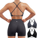 SUUKSESS Women 2 Piece Open Back Strappy Sports Bra Pack Twist V Neck Workout Crops
