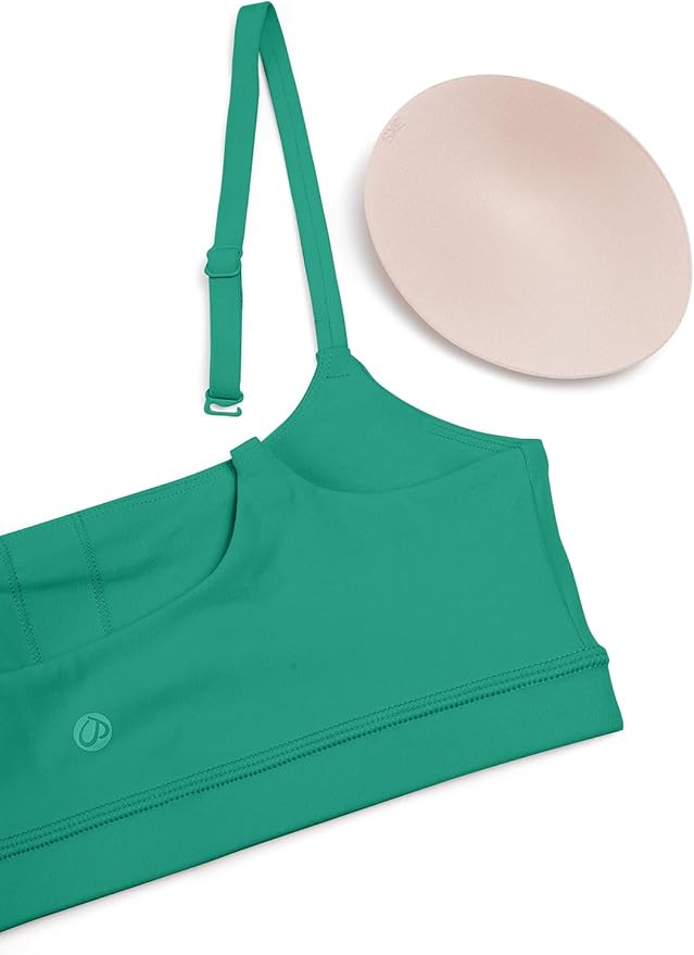 CRZ YOGA Butterluxe Adjustable Spaghetti Strap Sports Bras for Women - Scoop Neck Wireless Padded Yoga Workout Crop Top