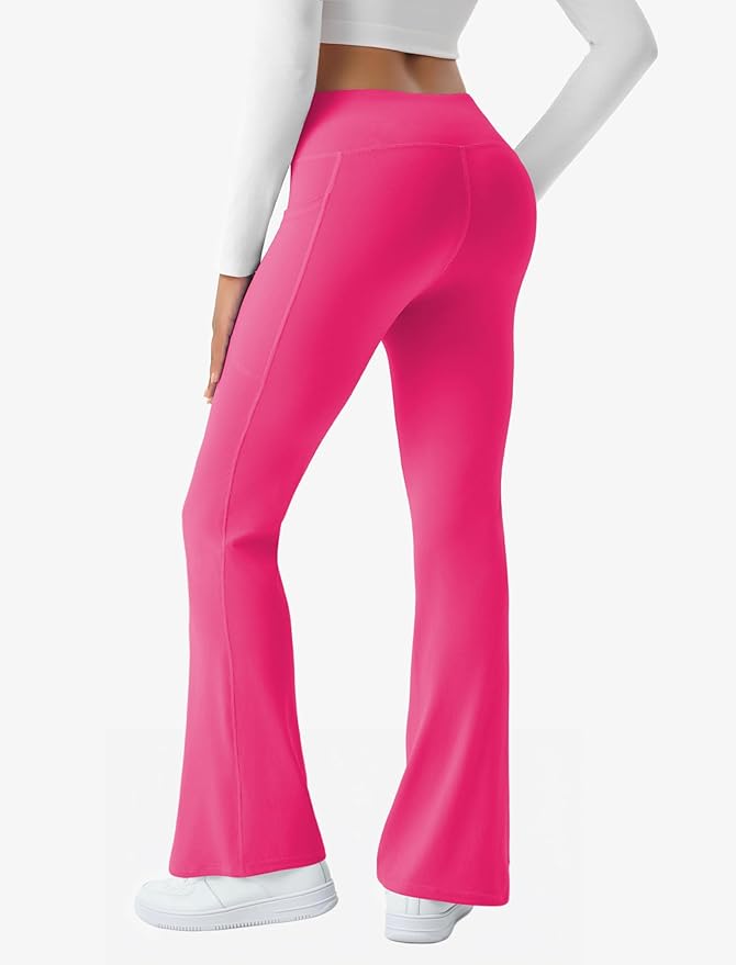 COPYLEAF Women's Flare Yoga Pants with Pockets V Crossover High Waisted Bootcut Yoga Leggings-Flare Workout Gym Leggings