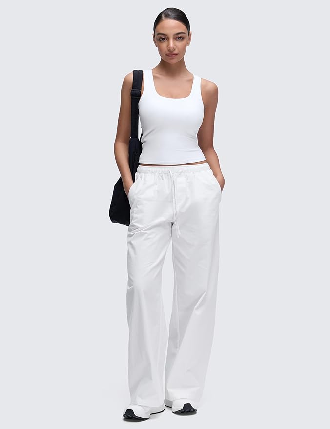 CRZ YOGA Softembrace Scoop Neck Tank Tops for Women - Casual Going Out Soft Double Lined Crop Basic Sleeveless Shirts