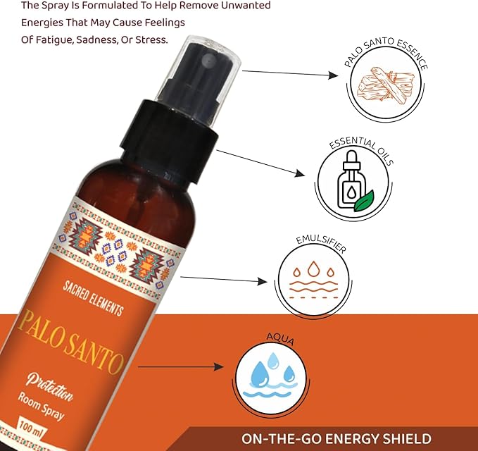 Sacred Element's Palo Santo Room Spray | Natural Purifying Mist for Energy Clearing, Negativity Release, Spiritual Balance & Aromatherapy | 3.38 Fl Oz / 100ml Non-Toxic Air Freshener