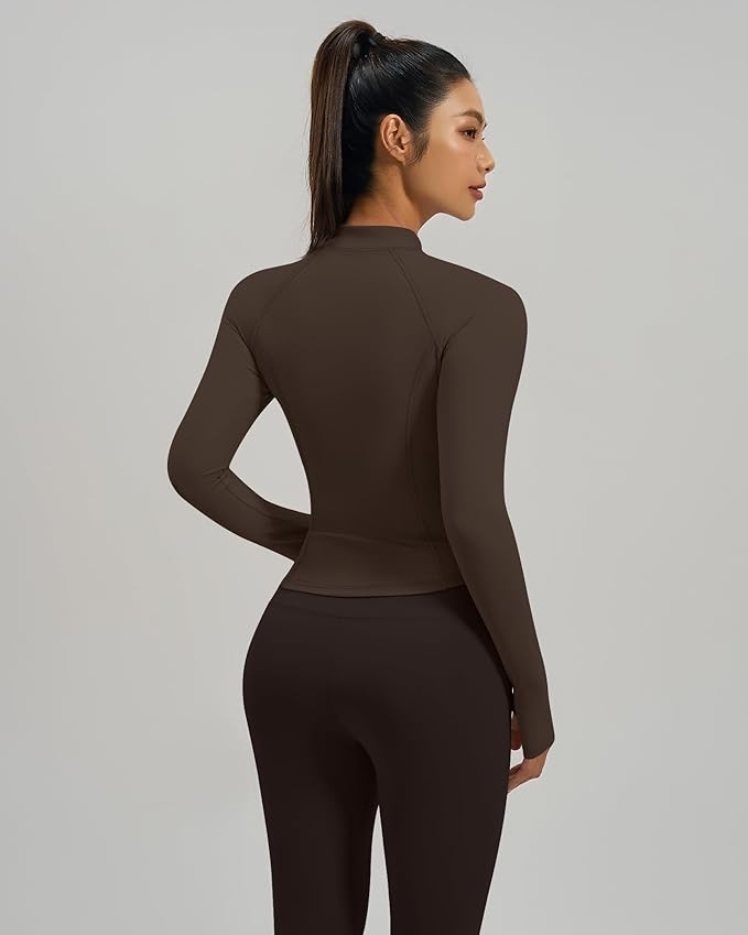 Gacaky Womens Cropped Workout Running Jackets Lightweight Slim Fit Athletic Yoga Jacket Full Zip Tops with Pocket