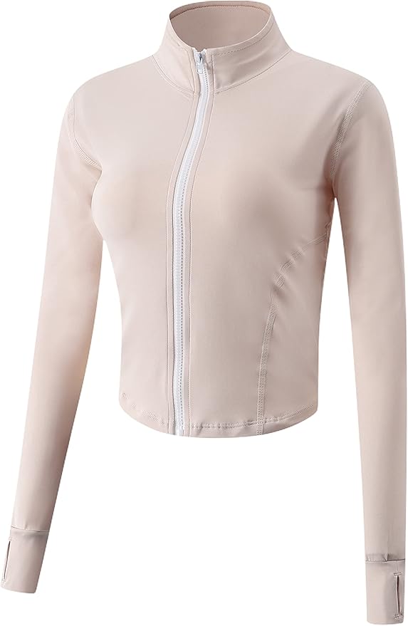 Gihuo Women's Workout Jacket Lightweight Zip Up Athletic Cropped Running Jacket