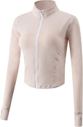 Gihuo Women's Workout Jacket Lightweight Zip Up Athletic Cropped Running Jacket