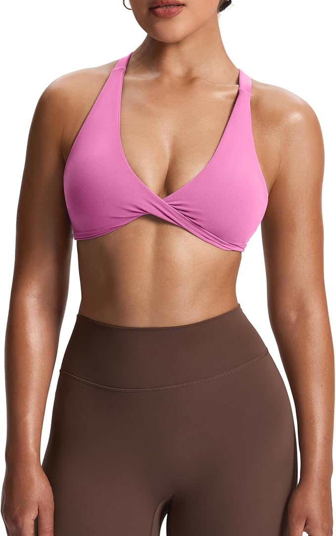 Aoxjox Women's Workout Sports Bras Fitness Satara Low Impact Bra Yoga Crop Tank