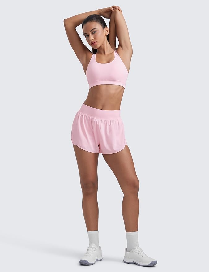 CRZ YOGA Naked Feeling Strappy Padded Sports Bras for Women - Fitness Workout Top Criss Cross Back Yoga Cami