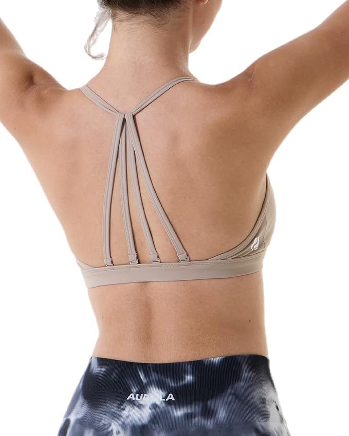 AUROLA Mercury Workout Sports Bras Women Athletic Removable Padded Backless Strapy Minimal Crop Top