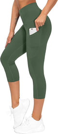 THE GYM PEOPLE Thick High Waist Capris Yoga Pants with Pockets, Tummy Control Workout Running Yoga Leggings for Women