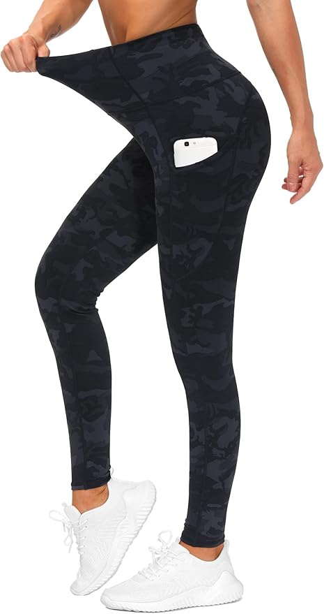 THE GYM PEOPLE Thick High Waist Yoga Pants with Pockets, Tummy Control Workout Running Yoga Leggings for Women