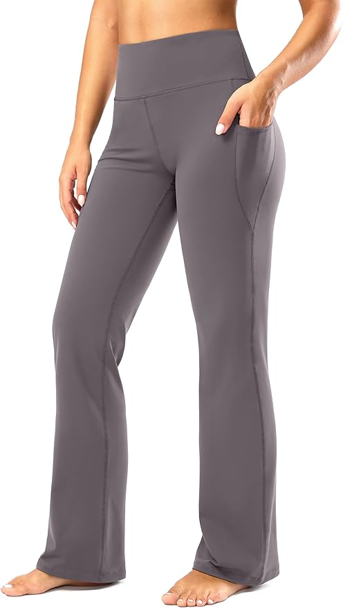 28"/30"/32"/34" Inseam Women's Bootcut Yoga Pants Long Bootleg High-Waisted Flare Pants with Pockets