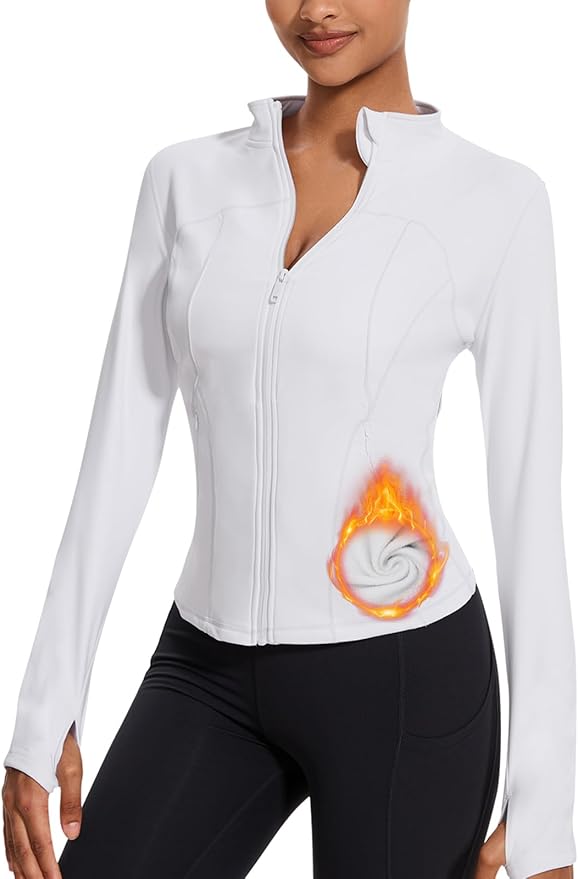 VUTRU Womens Workout Yoga Jacket Lightweight Zip Up Athletic Jacket Lightweight Cropped Jacekt with Pockets