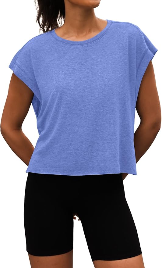 Women Open Back Workout Shirts Short Sleeve Tops Casual Yoga Y2k Athletic Gym Running Crop Tees